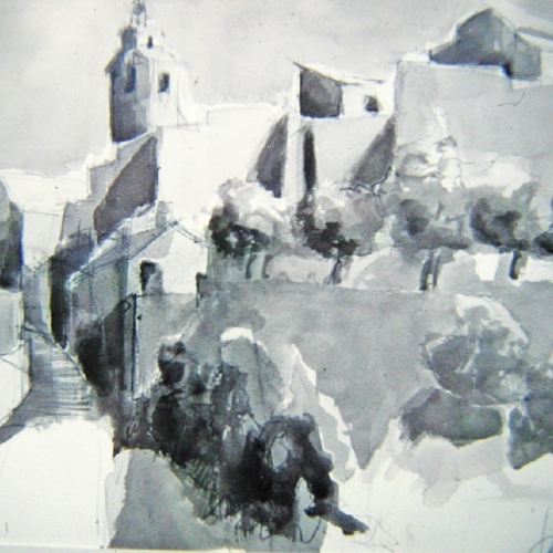 R0USSILLON,  Aquarel 50x70cm, Frans van Veen 1972