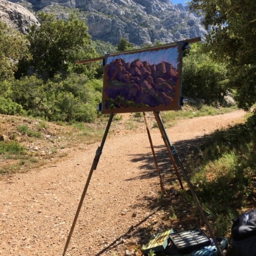 Tekenend bij  Montagne Sainte Victoire (F)  Frans van Veen 2019