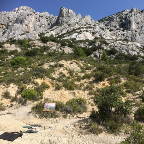 Tekenend bij  Montagne Sainte Victoire (F)  Frans van Veen 2019