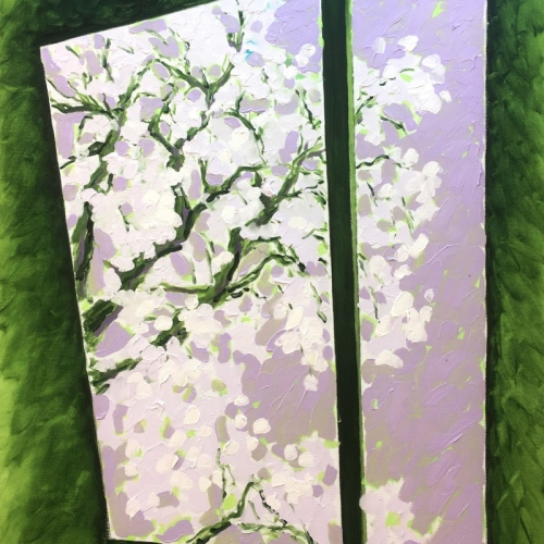 BLOEIENDE PERELAAR ZUNDERT - Olieverf, 140x100cm, Frans van Veen 2020 - Verkocht