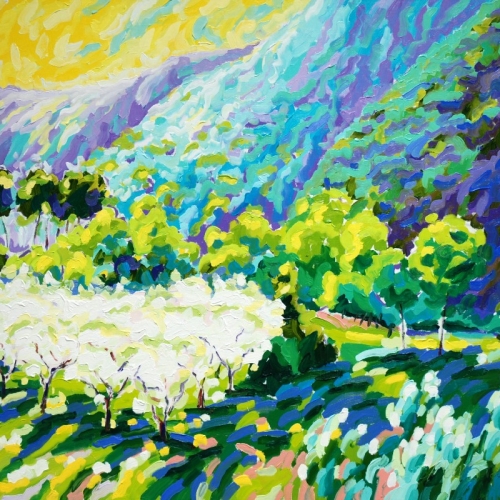 VAUCLUSE EN FLEUR  Oil on Canvas   120x160cm  Frans van Veen