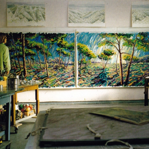 LA PINEDE DE JOUCAS  Olieverf 140x200cm x2  Frans van Veen 1989 Verkocht--